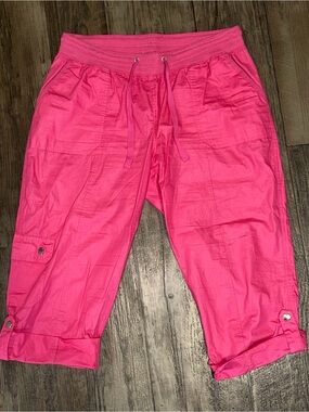 Women's Hot Pink Cargo Capris with Drawstring Waist
